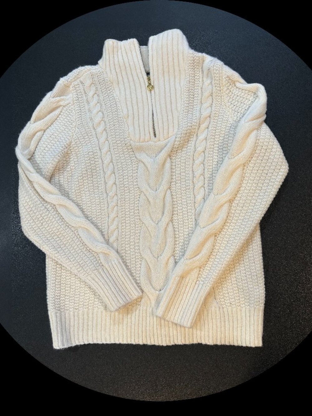 Adrienne Vittadini White Cable Knit Sweater